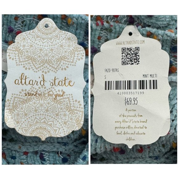 Altar'd State NWT $70 Mint Multi Speckled Knit Sweater Pullover Womens SM Boho - Picture 5 of 10